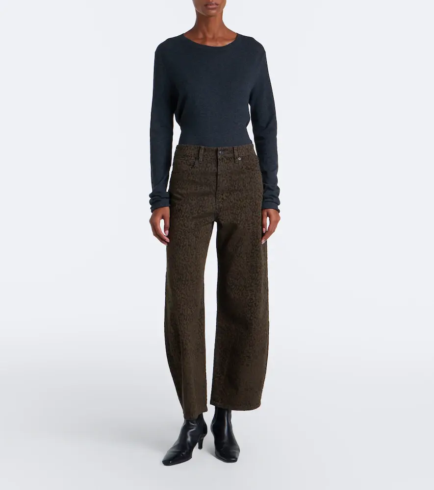 Frame Bow leopard-print barrel-leg jeans | Thumbnail 6