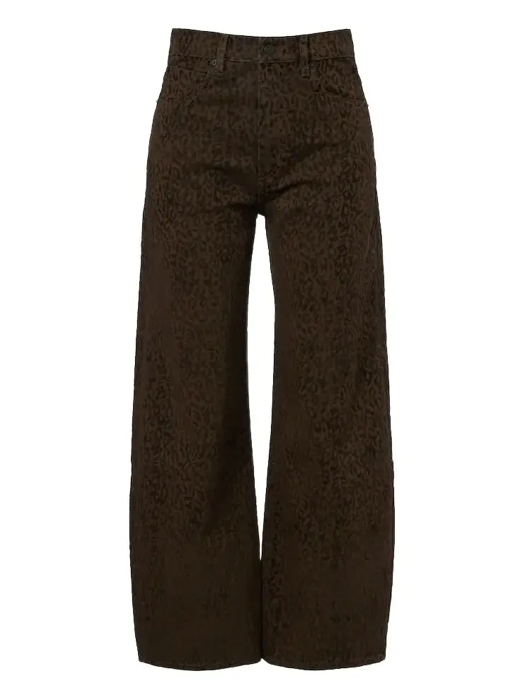Frame Bow leopard-print barrel-leg jeans