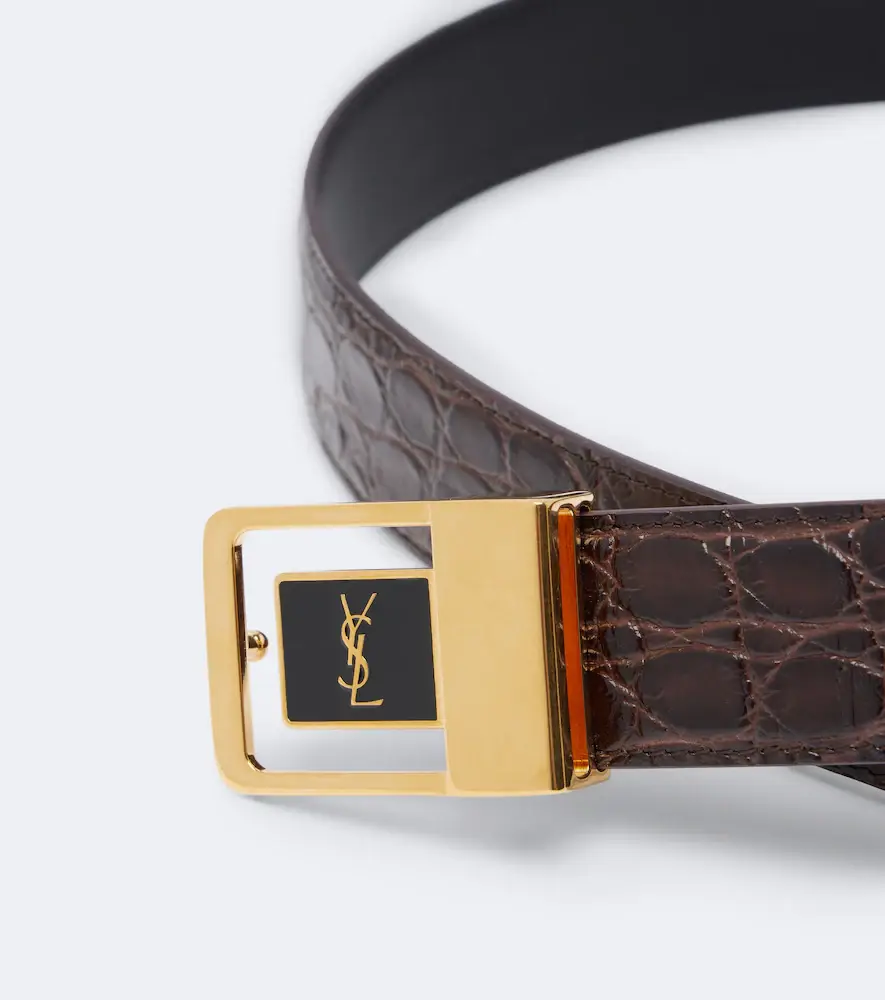 Saint Laurent La 66 croc-effect leather belt | Thumbnail 2
