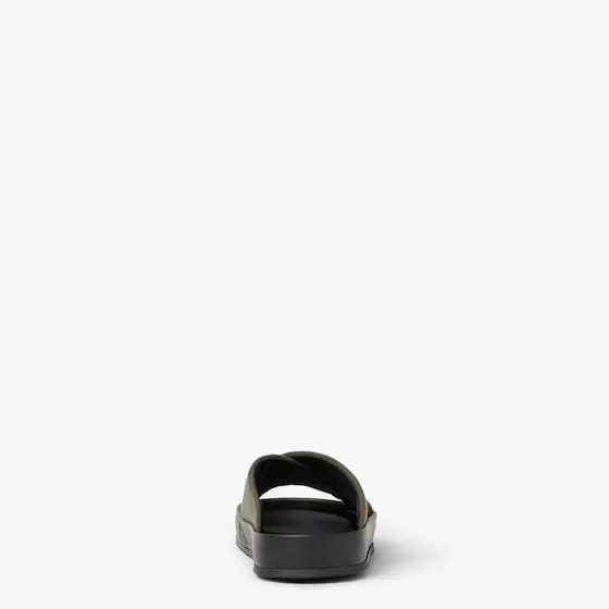 Fendi Double Leather and Gray Green Fabric Slides | Thumbnail 3 Fendi Double Leather and Gray Green Fabric Slides | Thumbnail 3