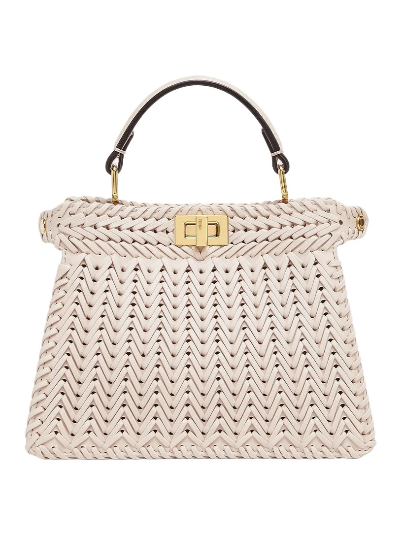 Fendi Peekaboo ISeeU Petite Camellia Interlace Leather Bag
