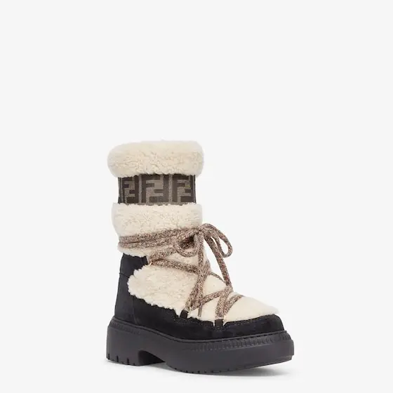 Fendi Apres Chic Sheepskin and Black Suede Boots | Thumbnail 2