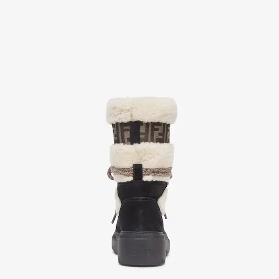 Fendi Apres Chic Sheepskin and Black Suede Boots | Thumbnail 3