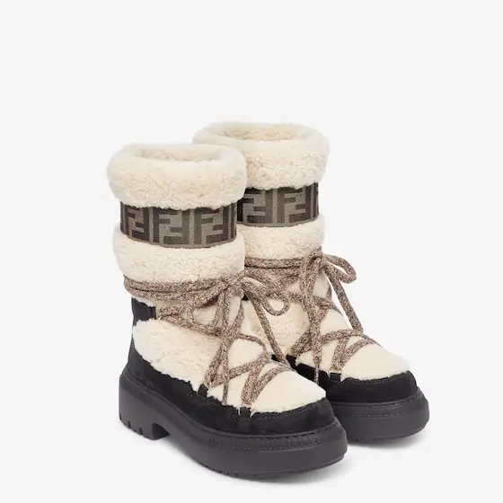 Fendi Apres Chic Sheepskin and Black Suede Boots | Thumbnail 4