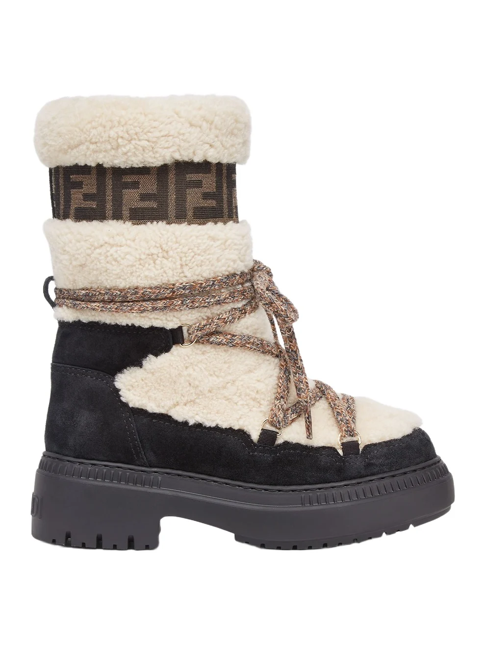 Fendi Apres Chic Sheepskin and Black Suede Boots