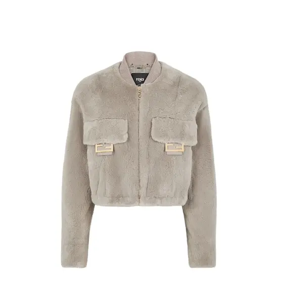 Cropped jacket with bomber jacket knit collar Cropped jacket with bomber jacket knit collar