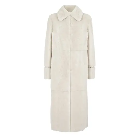 Long-sleeved straight-cut long coat with shirt collar Long-sleeved straight-cut long coat with shirt collar