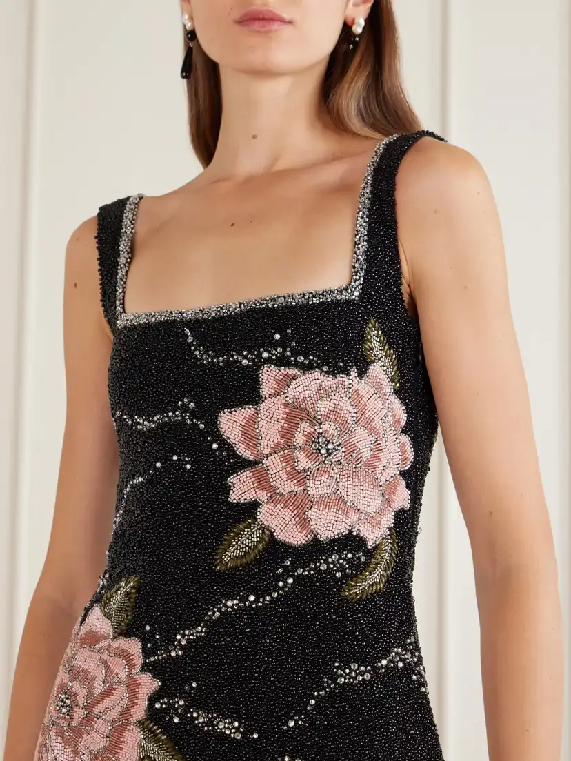 Clio Peppiatt Peony Embellished Stretch-mesh Mini Dress | Thumbnail 4 Clio Peppiatt Peony Embellished Stretch-mesh Mini Dress | Thumbnail 4