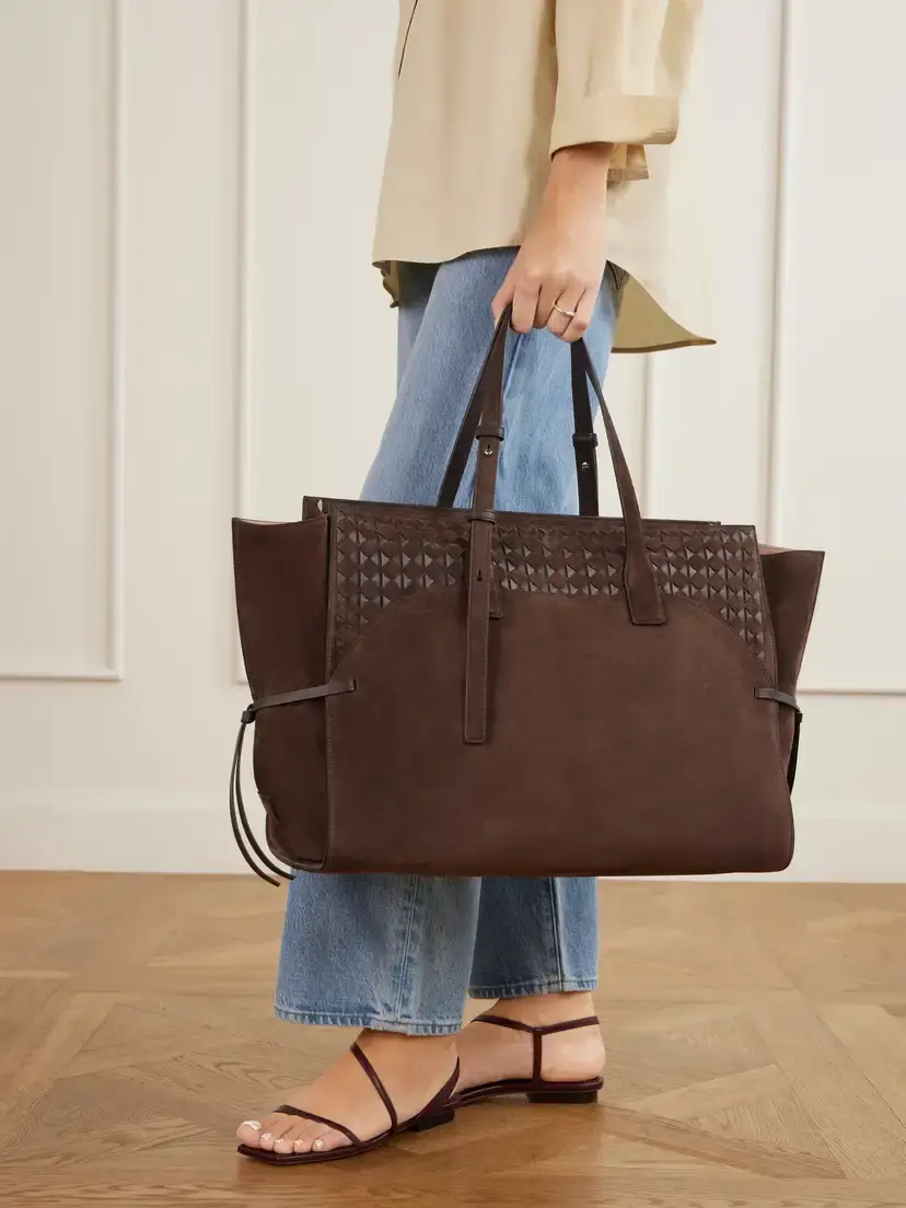 Serapian Maro Maxi Leather-trimmed Suede Tote | Thumbnail 2 Serapian Maro Maxi Leather-trimmed Suede Tote | Thumbnail 2