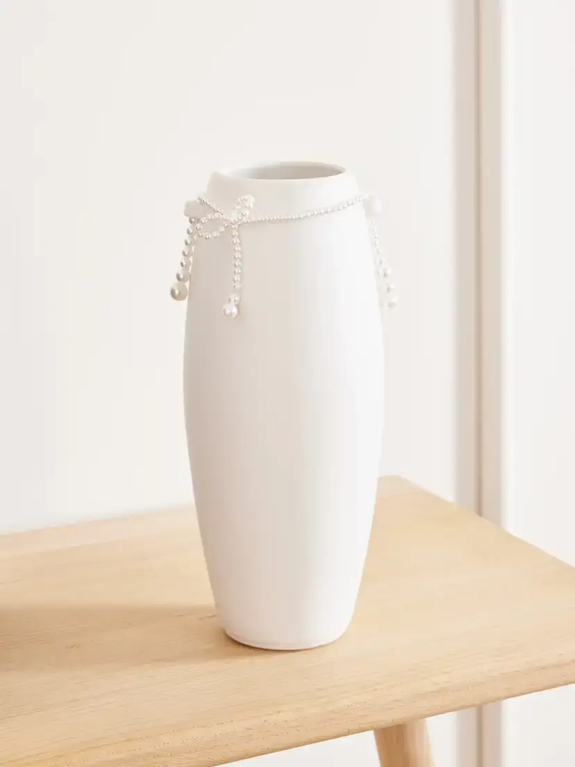 Completedworks Pearl-effect Bead-embellished Ceramic Medium Vase