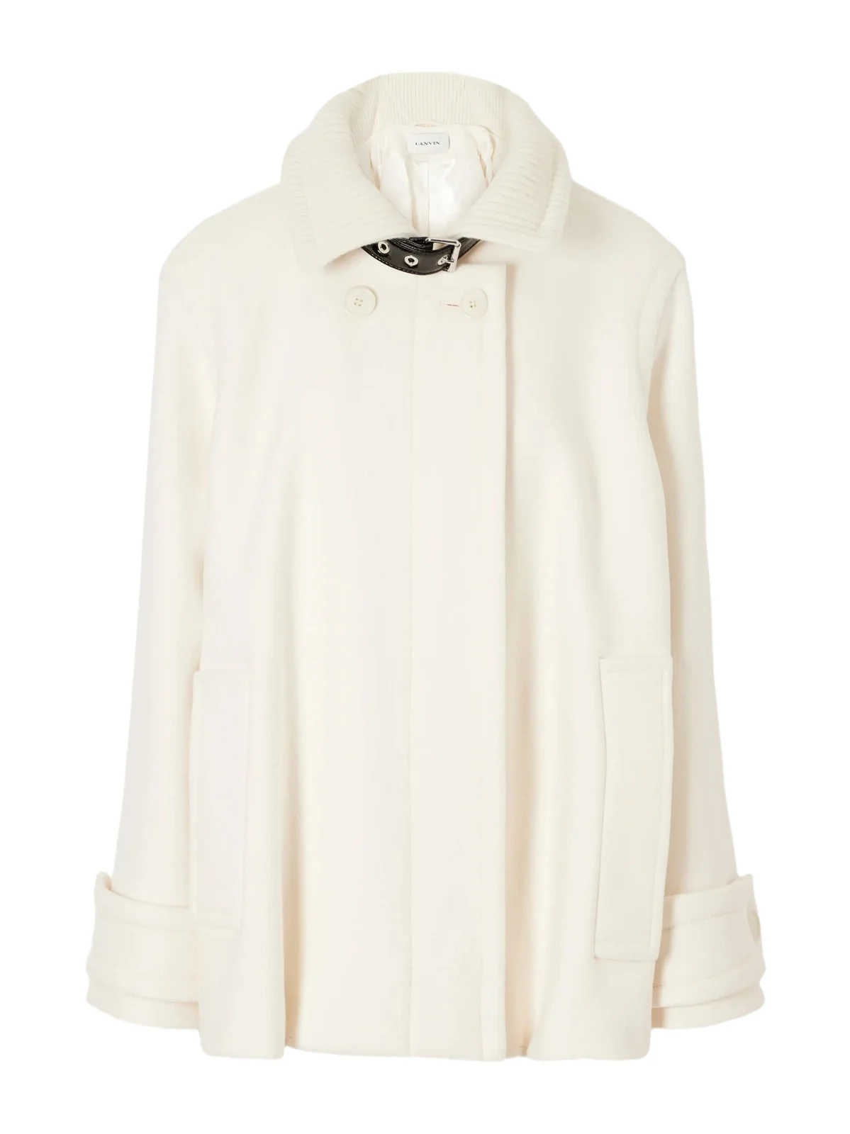 Lanvin Belted Leather-trimmed Wool Trench Coat