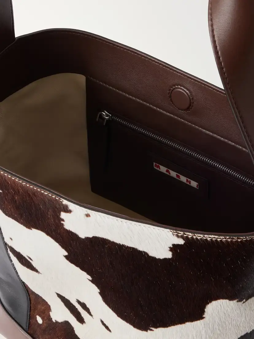 Marni Pod Leather-trimmed Cow-print Calf-hair Tote | Thumbnail 6 Marni Pod Leather-trimmed Cow-print Calf-hair Tote | Thumbnail 6