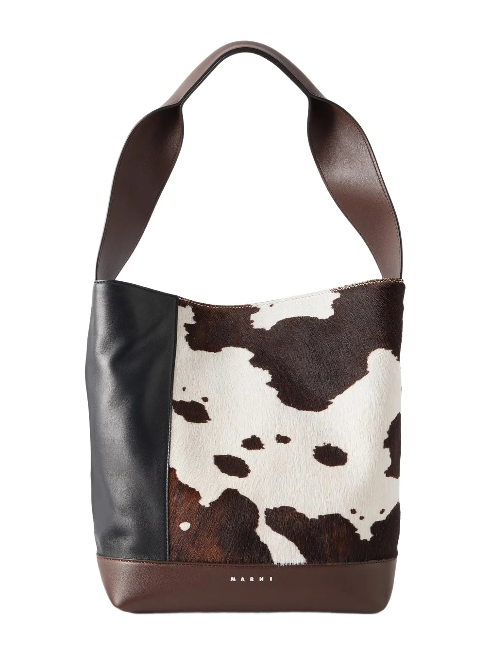 Marni Pod Leather-trimmed Cow-print Calf-hair Tote