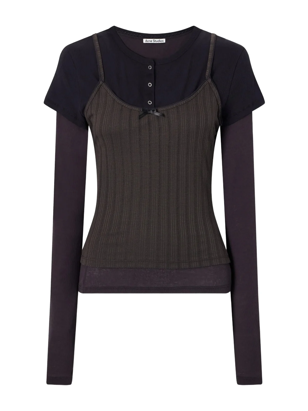 Acne Studios Ersilia Layered Ribbed Lyocell And Cotton-blend T-shirt - Black