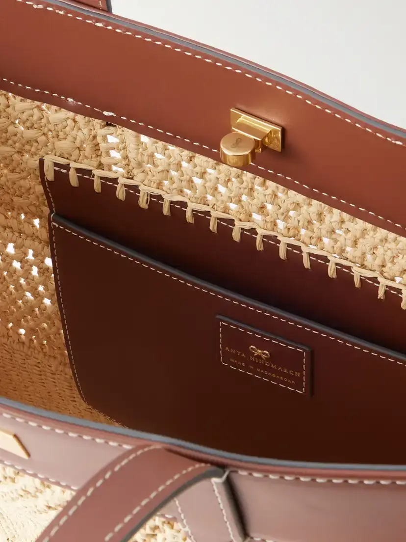 Anya Hindmarch Mortimer Leather-trimmed Woven Raffia Tote | Thumbnail 6 Anya Hindmarch Mortimer Leather-trimmed Woven Raffia Tote | Thumbnail 6