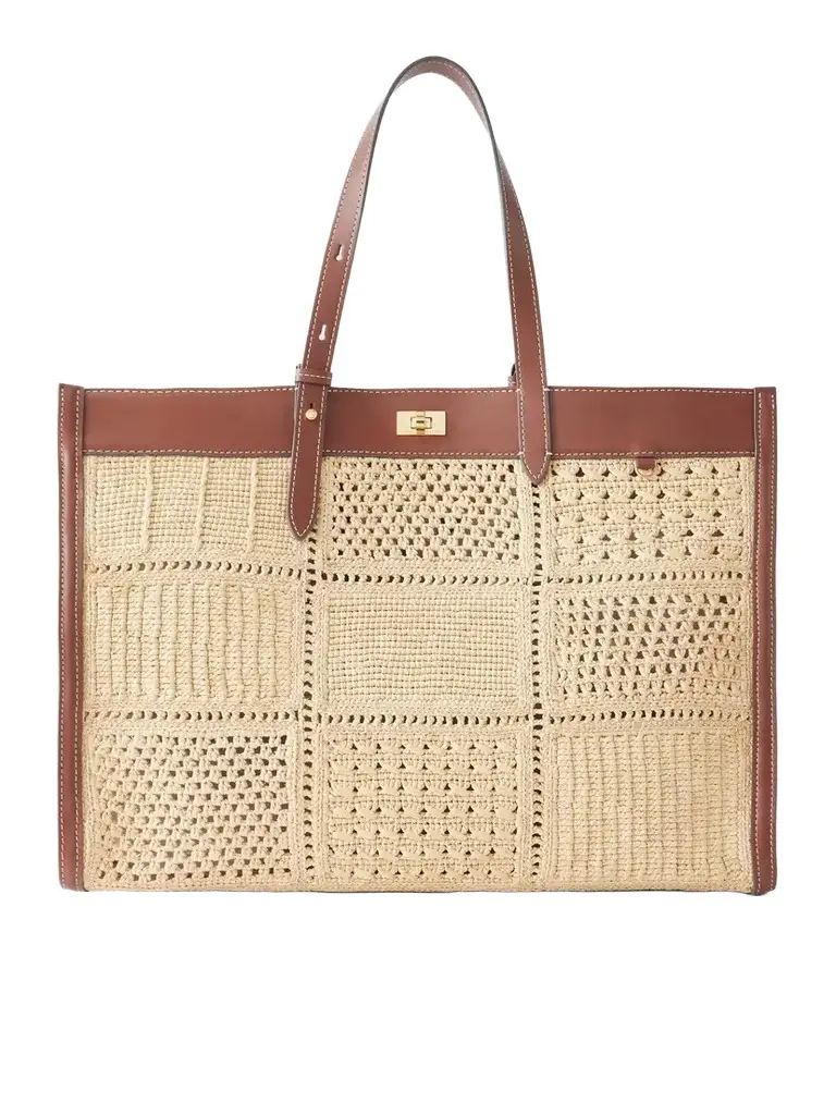 Anya Hindmarch Mortimer Leather-trimmed Woven Raffia Tote | Image 1 Anya Hindmarch Mortimer Leather-trimmed Woven Raffia Tote | Image 1