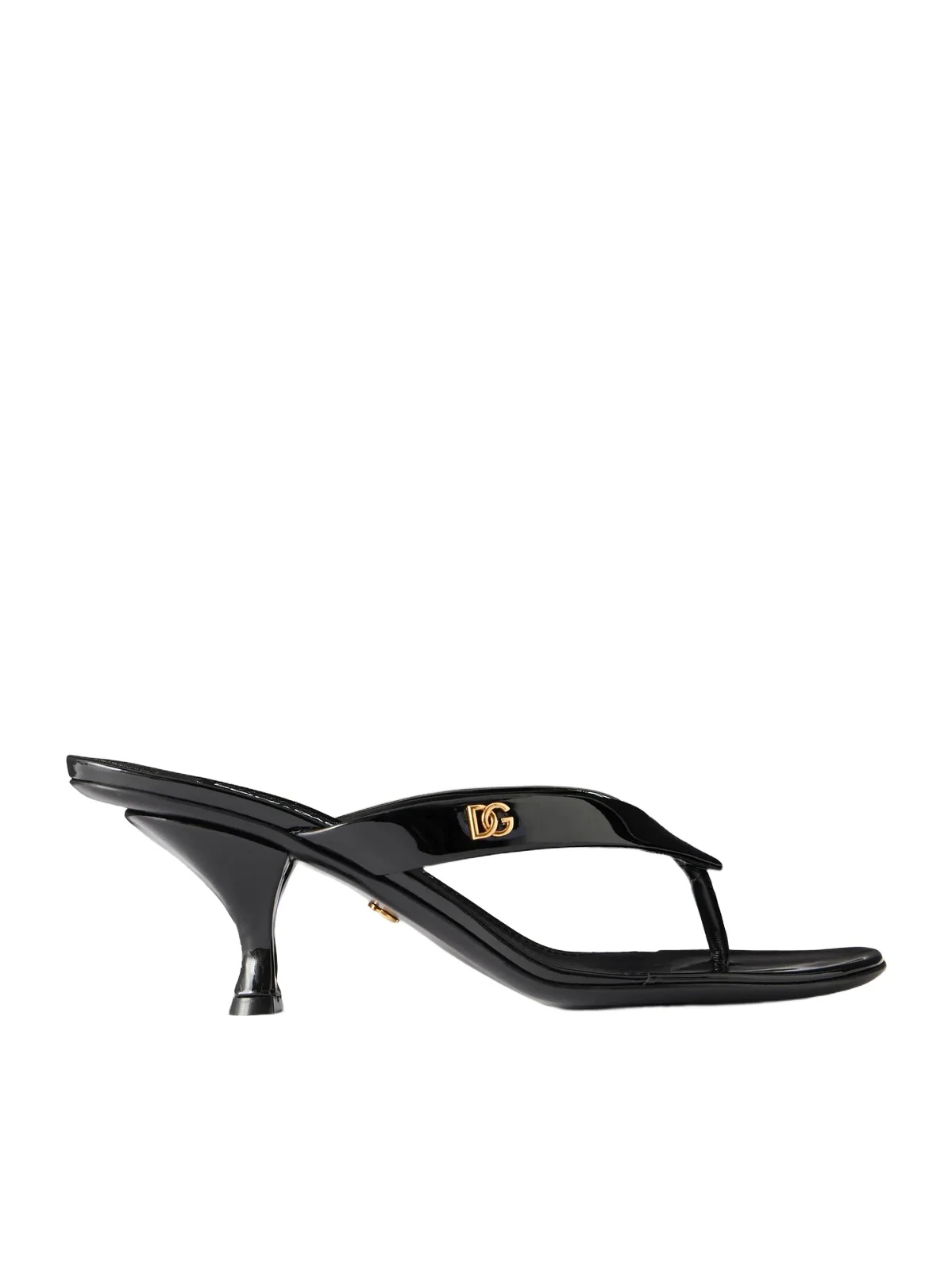 Logo-detailed Patent-leather Thong Sandals