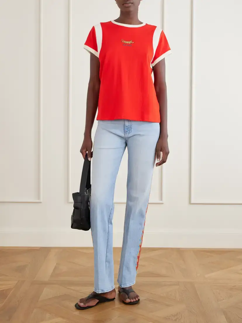 Mother The Boxy Goodie Paneled Embroidered Cotton-jersey T-shirt | Thumbnail 2