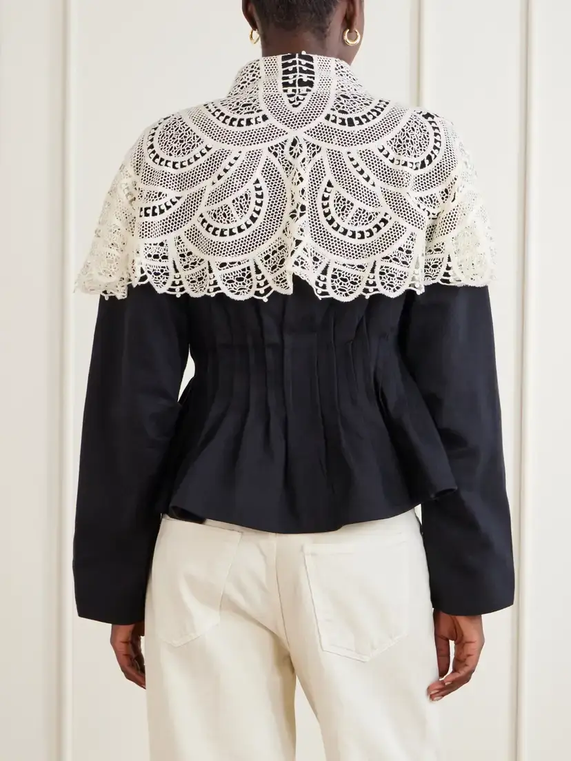 Sea Alina Crocheted Pleated Cotton Jacket | Thumbnail 3 Sea Alina Crocheted Pleated Cotton Jacket | Thumbnail 3