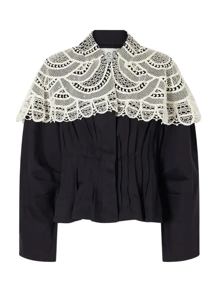 Sea Alina Crocheted Pleated Cotton Jacket