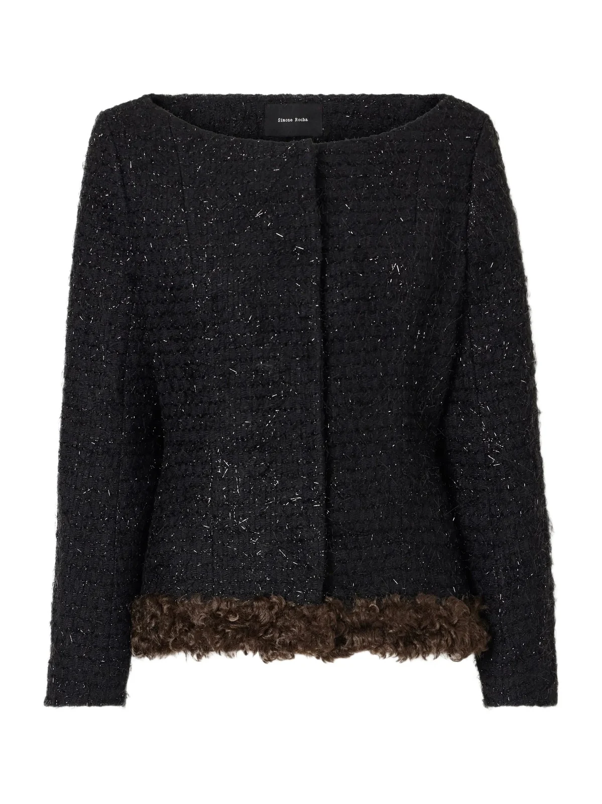 Simone Rocha Plush-trimmed Metallic Tweed Jacket