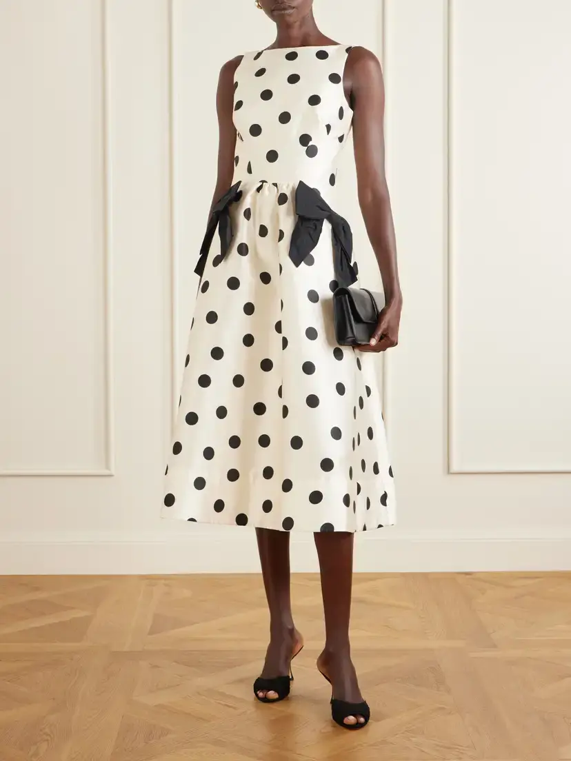 Rebecca Vallance Bacio Bow-detailed Polka-dot Satin-twill Midi Dress | Thumbnail 2 Rebecca Vallance Bacio Bow-detailed Polka-dot Satin-twill Midi Dress | Thumbnail 2