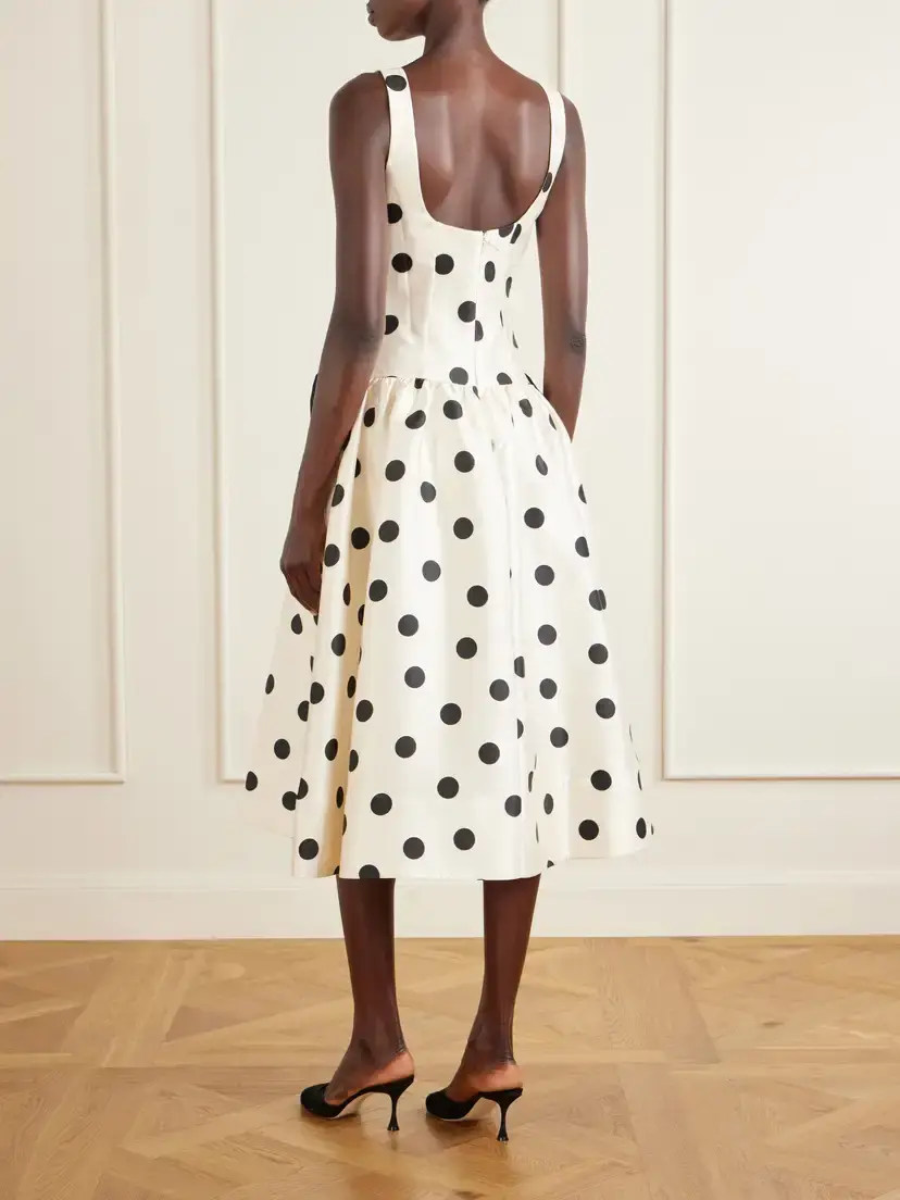 Rebecca Vallance Bacio Bow-detailed Polka-dot Satin-twill Midi Dress | Thumbnail 3 Rebecca Vallance Bacio Bow-detailed Polka-dot Satin-twill Midi Dress | Thumbnail 3
