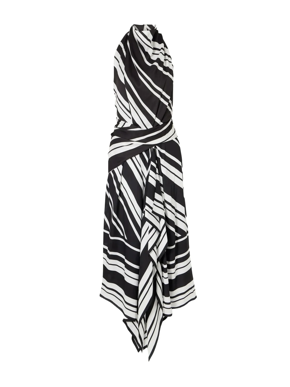 The Marin Striped Twill Halterneck Midi Dress