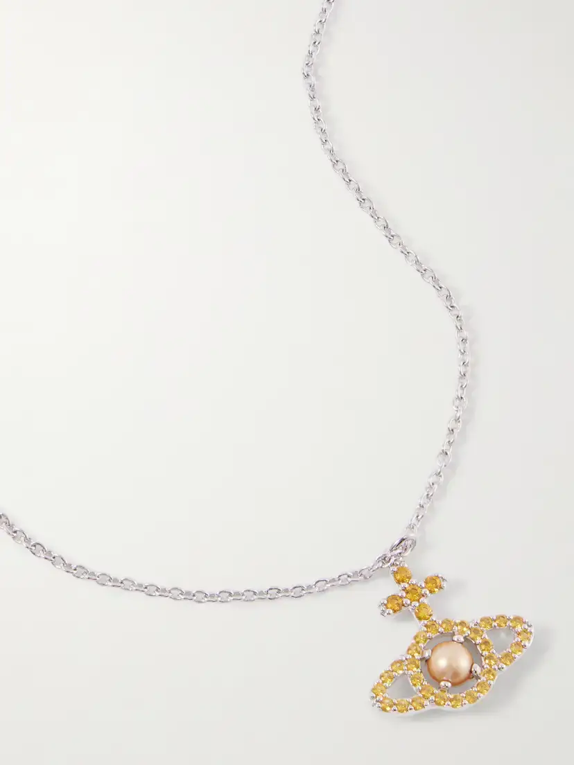 Vivienne Westwood Olympia Platinum, Crystal And Pearl Necklace | Thumbnail 4 Vivienne Westwood Olympia Platinum, Crystal And Pearl Necklace | Thumbnail 4