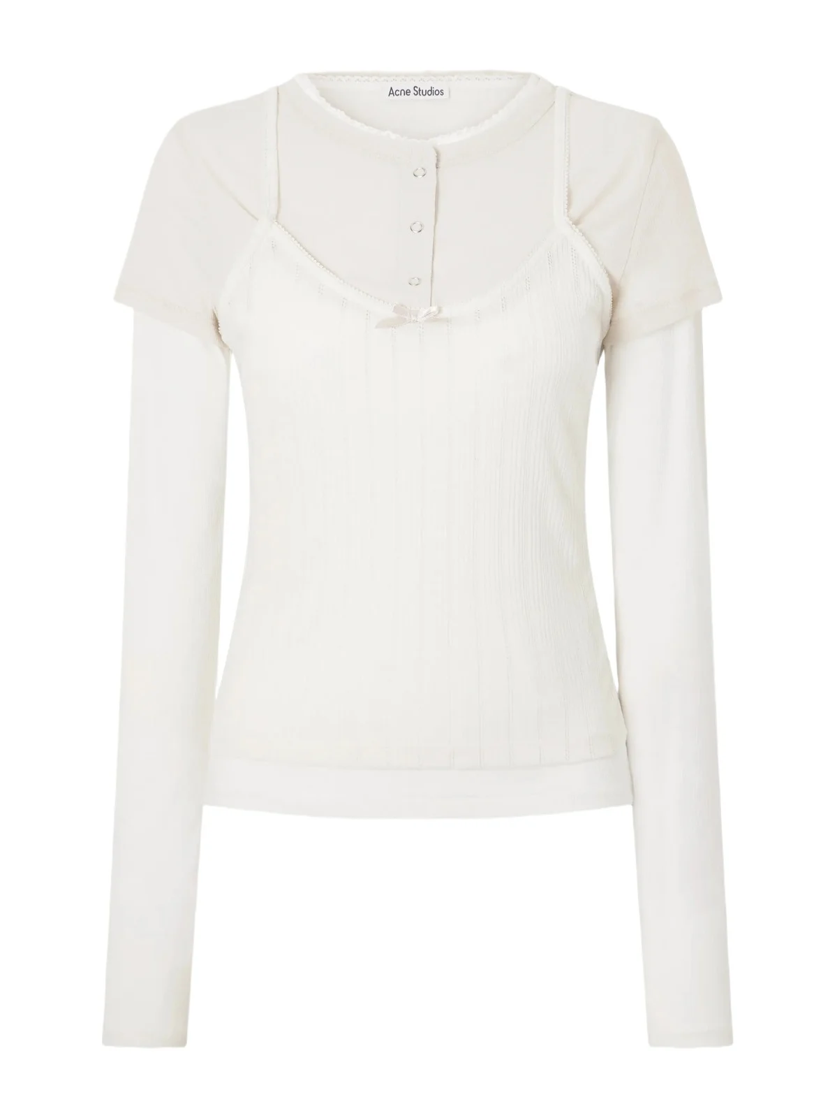 Acne Studios Ersilia Layered Ribbed Lyocell And Cotton-blend T-shirt - Neutrals