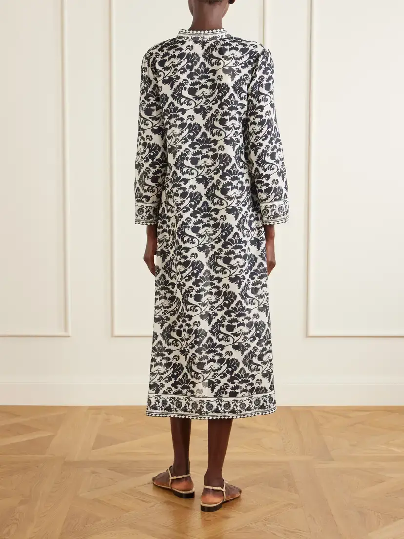 Emporio Sirenuse Giada Printed Cotton Midi Dress | Thumbnail 3 Emporio Sirenuse Giada Printed Cotton Midi Dress | Thumbnail 3