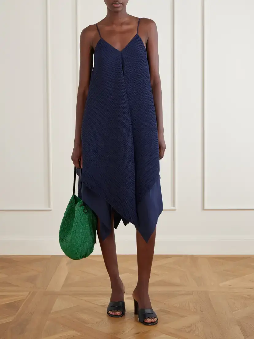 JW Anderson Tiered Asymmetric Pleated Crepe De Chine Mini Dress | Thumbnail 2