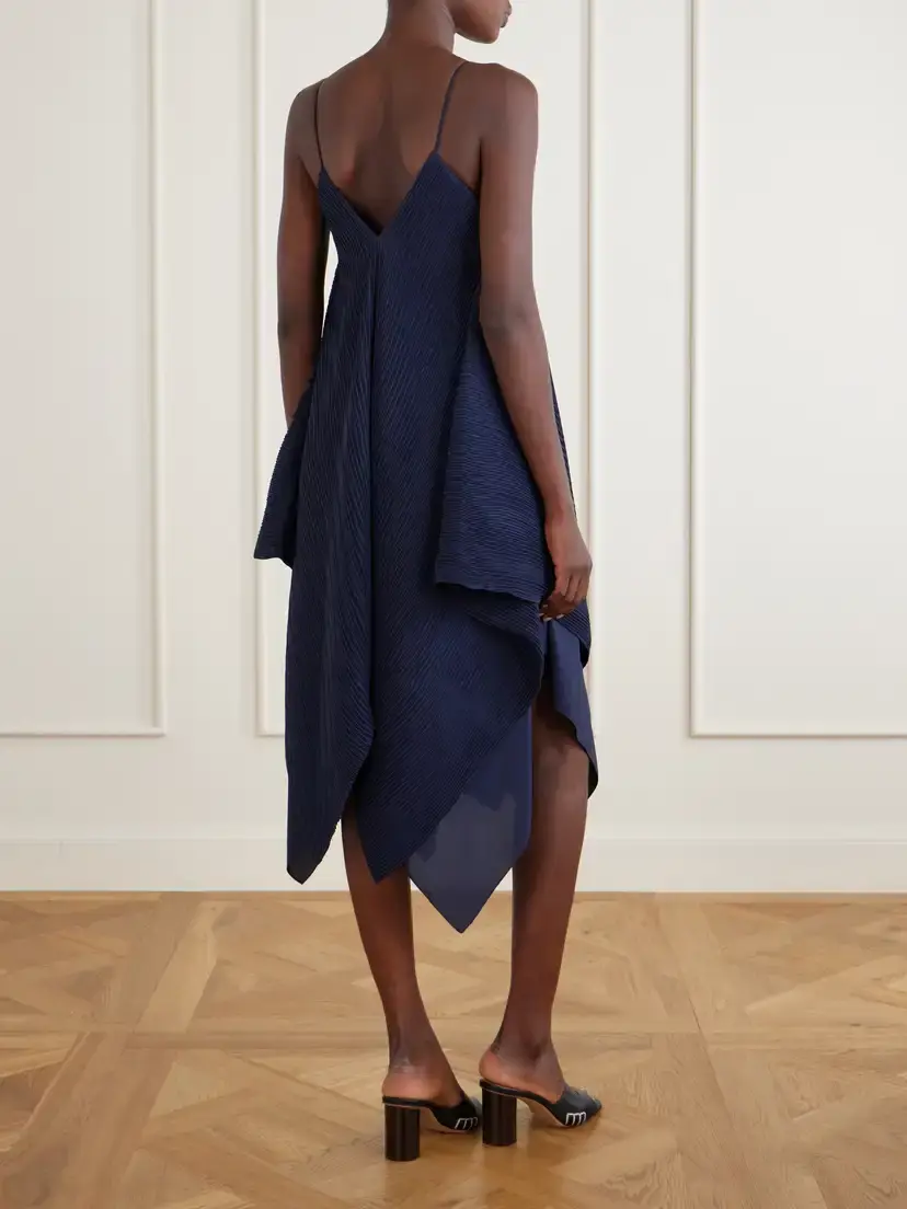 JW Anderson Tiered Asymmetric Pleated Crepe De Chine Mini Dress | Thumbnail 3