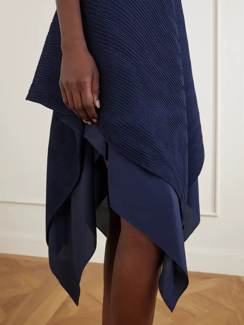 JW Anderson Tiered Asymmetric Pleated Crepe De Chine Mini Dress | Thumbnail 5