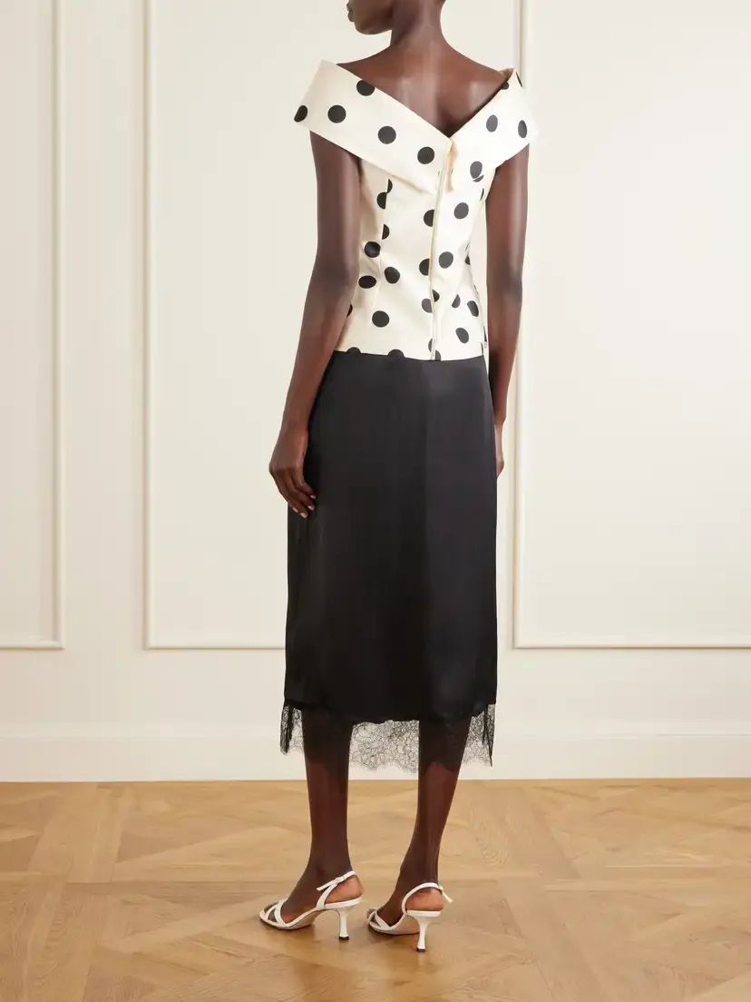 Rebecca Vallance Bacio Off-the-shoulder Polka-dot Satin-twill Top | Thumbnail 3 Rebecca Vallance Bacio Off-the-shoulder Polka-dot Satin-twill Top | Thumbnail 3