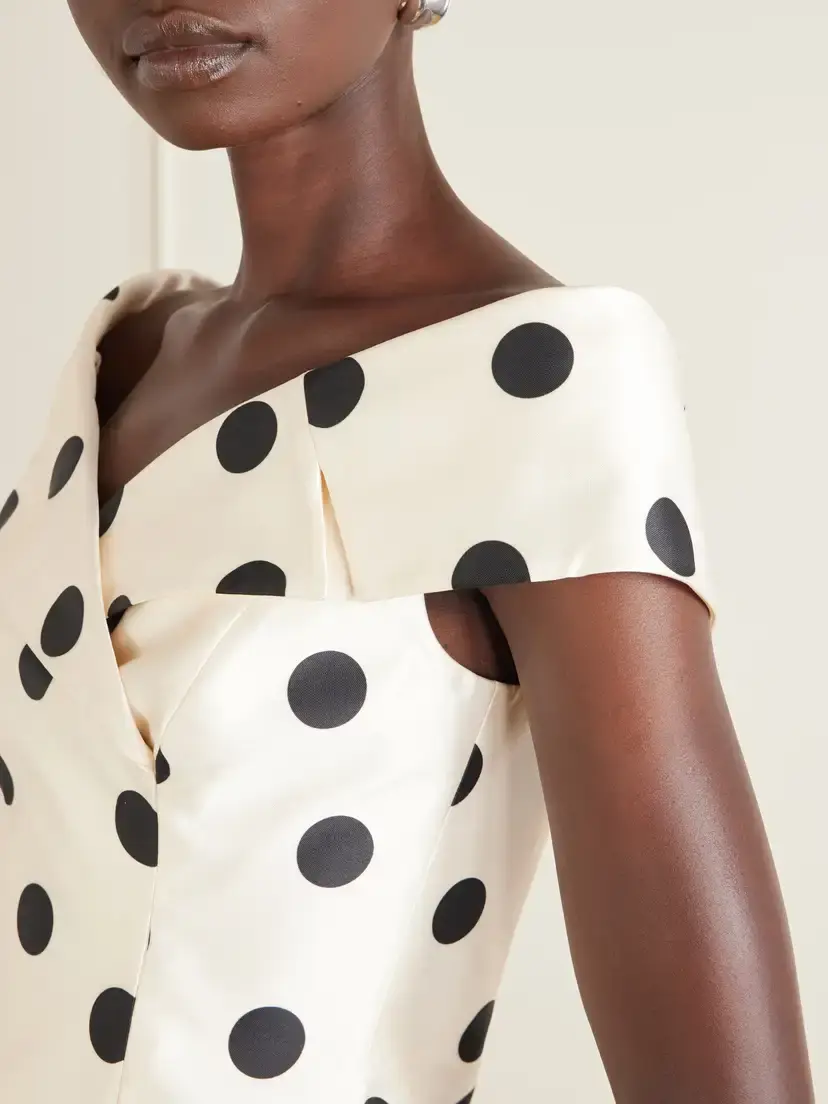 Rebecca Vallance Bacio Off-the-shoulder Polka-dot Satin-twill Top | Thumbnail 4 Rebecca Vallance Bacio Off-the-shoulder Polka-dot Satin-twill Top | Thumbnail 4