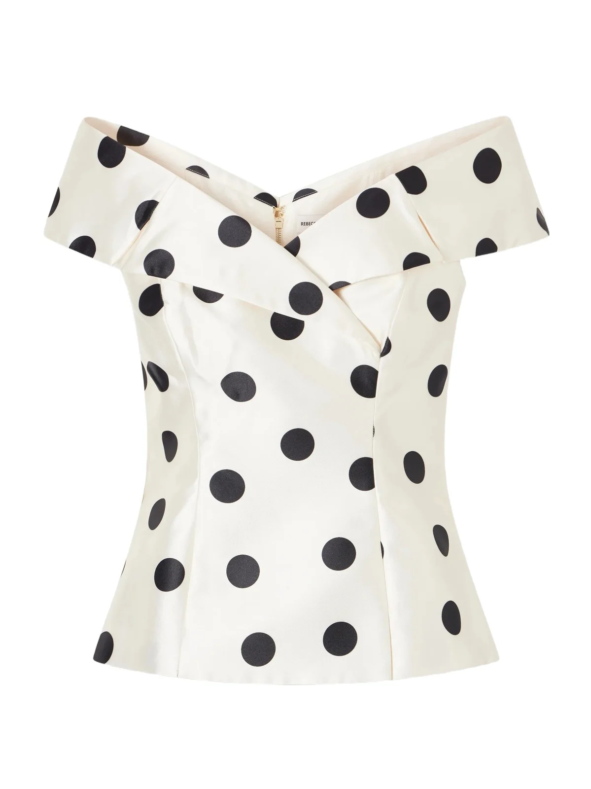 Rebecca Vallance Bacio Off-the-shoulder Polka-dot Satin-twill Top