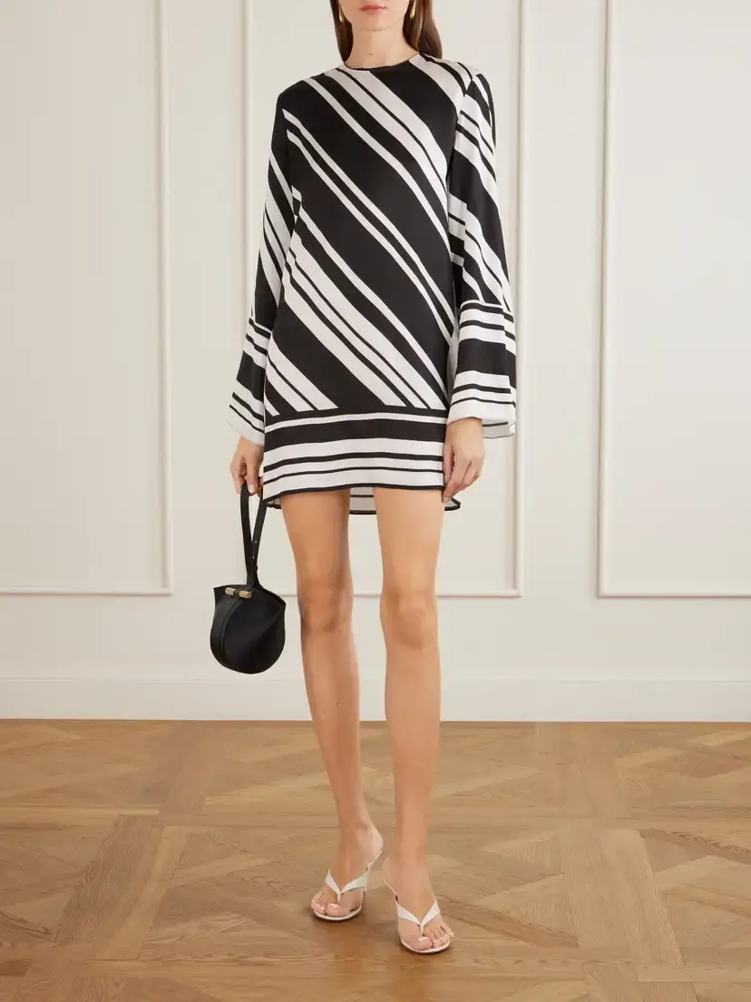 Brandon Maxwell The Leni Striped Twill Mini Dress | Thumbnail 2 Brandon Maxwell The Leni Striped Twill Mini Dress | Thumbnail 2