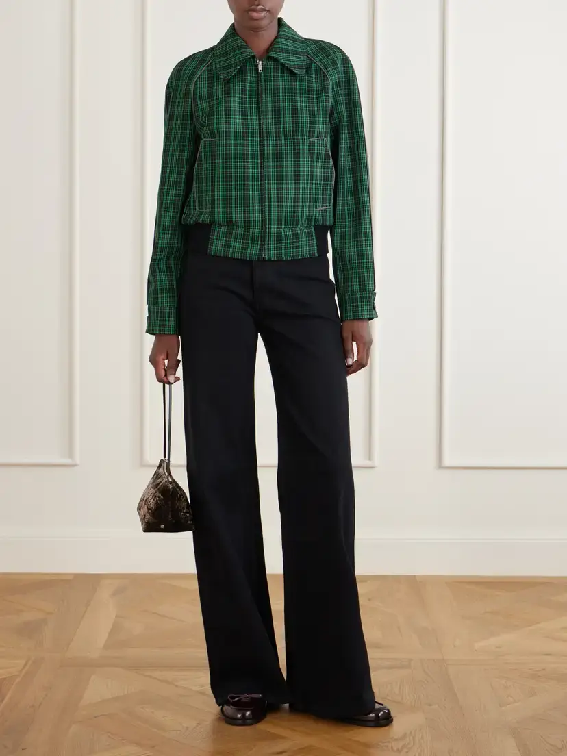 Marni Cropped Checked Wool And Cotton-blend Twill Jacket | Thumbnail 2 Marni Cropped Checked Wool And Cotton-blend Twill Jacket | Thumbnail 2