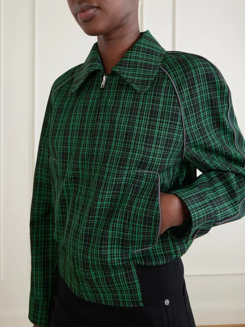 Marni Cropped Checked Wool And Cotton-blend Twill Jacket | Thumbnail 4 Marni Cropped Checked Wool And Cotton-blend Twill Jacket | Thumbnail 4