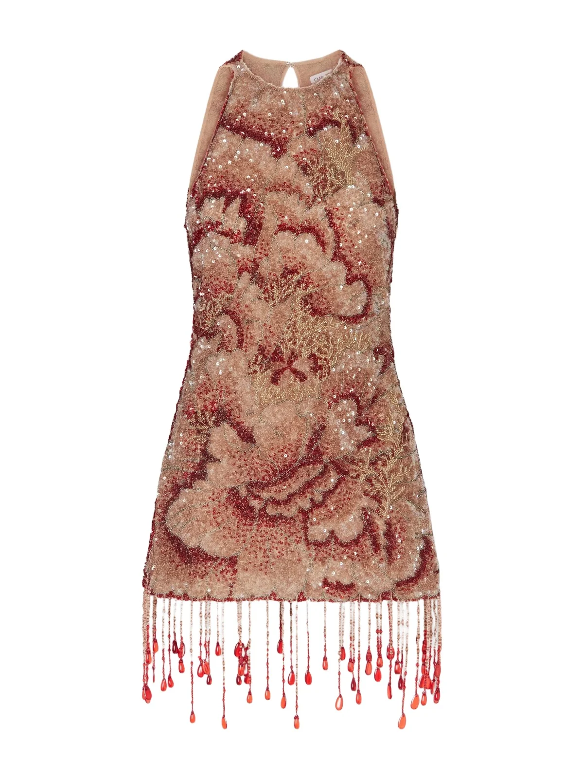 Clio Peppiatt Fringed Beaded Sequin-embellished Mini Dress