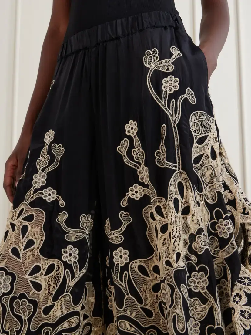 Sea Gracelyn Ruffled Lace-trimmed Cotton Wide-leg Pants | Thumbnail 5