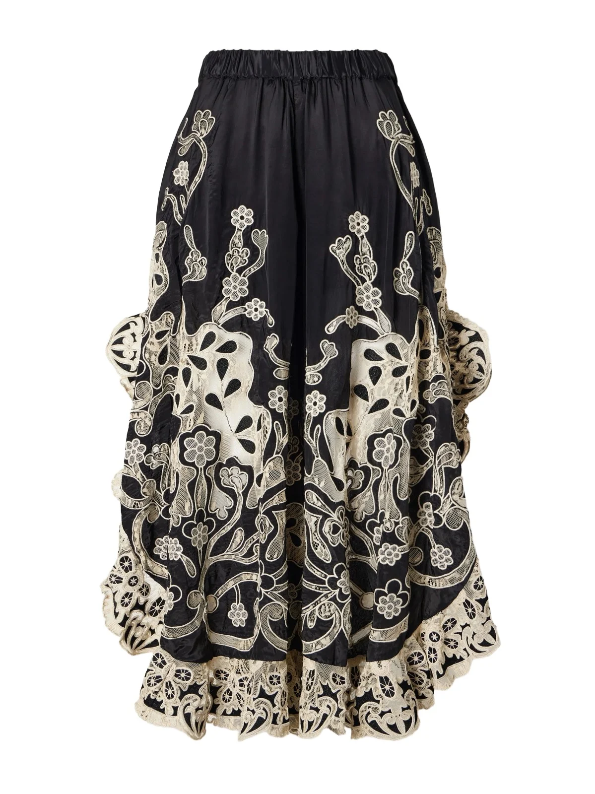 Gracelyn Ruffled Lace-trimmed Cotton Wide-leg Pants Gracelyn Ruffled Lace-trimmed Cotton Wide-leg Pants