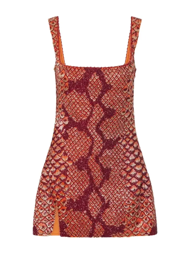Clio Peppiatt Medusa Embellished Stretch-mesh Mini Dress