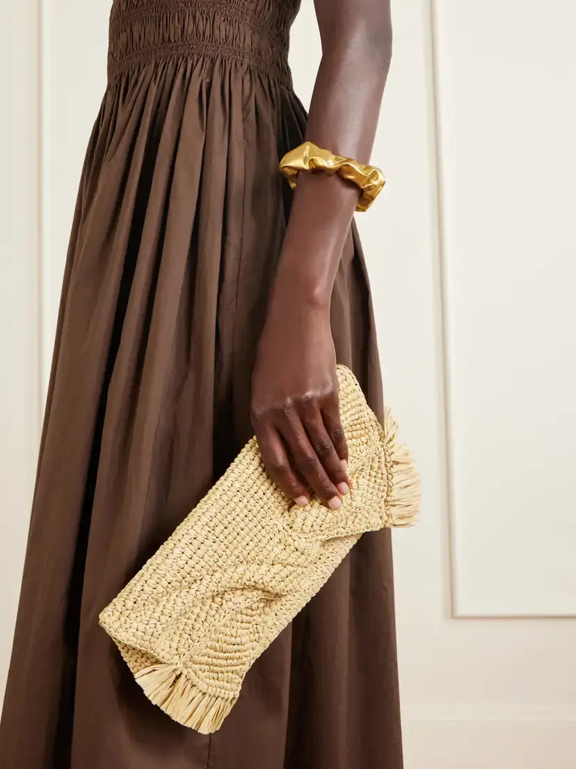 Anya Hindmarch Bow Leather-trimmed Raffia Clutch | Thumbnail 2 Anya Hindmarch Bow Leather-trimmed Raffia Clutch | Thumbnail 2