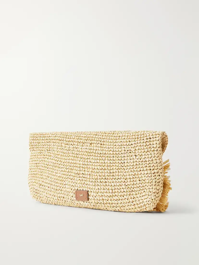Anya Hindmarch Bow Leather-trimmed Raffia Clutch | Thumbnail 4 Anya Hindmarch Bow Leather-trimmed Raffia Clutch | Thumbnail 4