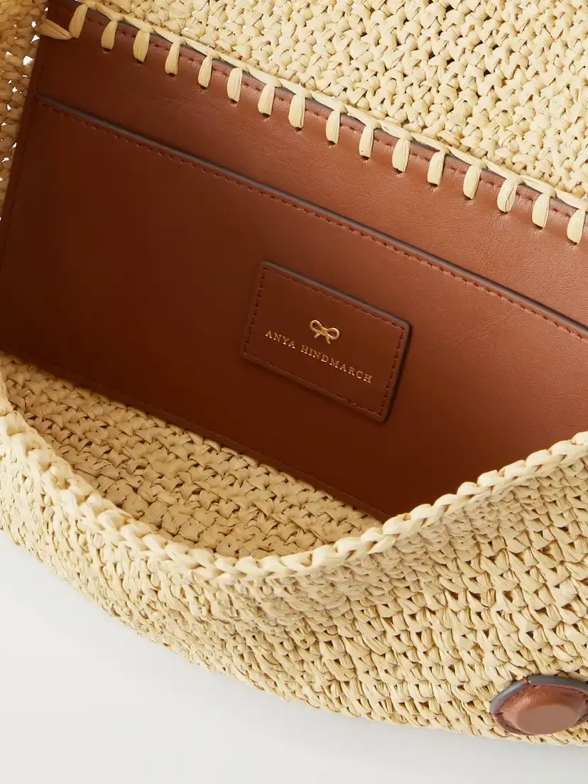 Anya Hindmarch Bow Leather-trimmed Raffia Clutch | Thumbnail 6 Anya Hindmarch Bow Leather-trimmed Raffia Clutch | Thumbnail 6