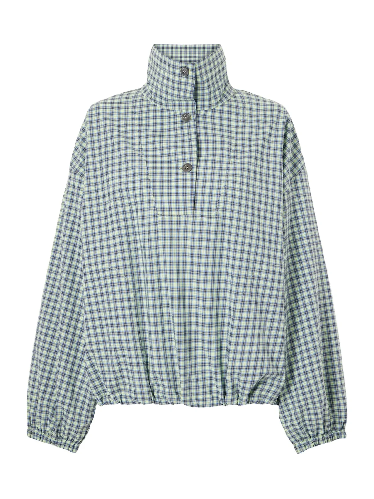 Gathered Checked Cotton Blouse Gathered Checked Cotton Blouse