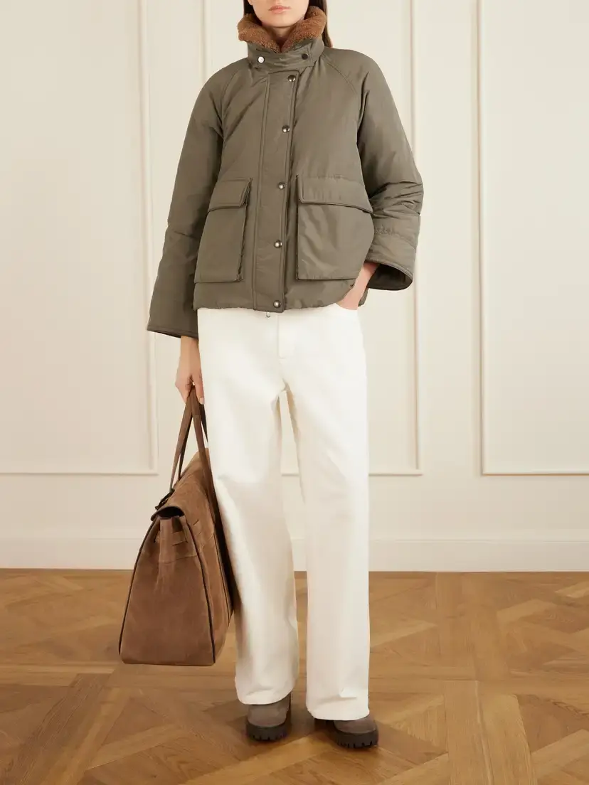 Brunello Cucinelli Shearling-trimmed Padded Cotton-blend Down Jacket | Thumbnail 2 Brunello Cucinelli Shearling-trimmed Padded Cotton-blend Down Jacket | Thumbnail 2