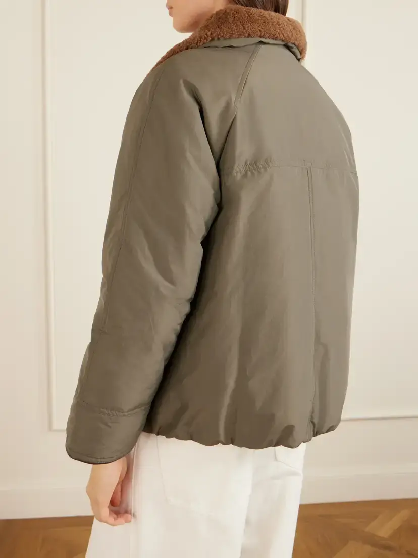 Brunello Cucinelli Shearling-trimmed Padded Cotton-blend Down Jacket | Thumbnail 3 Brunello Cucinelli Shearling-trimmed Padded Cotton-blend Down Jacket | Thumbnail 3